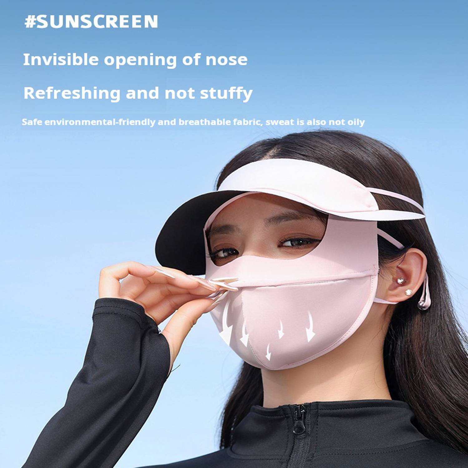 Summer Black Rubber Brim Sunscreen Mask Cap 5