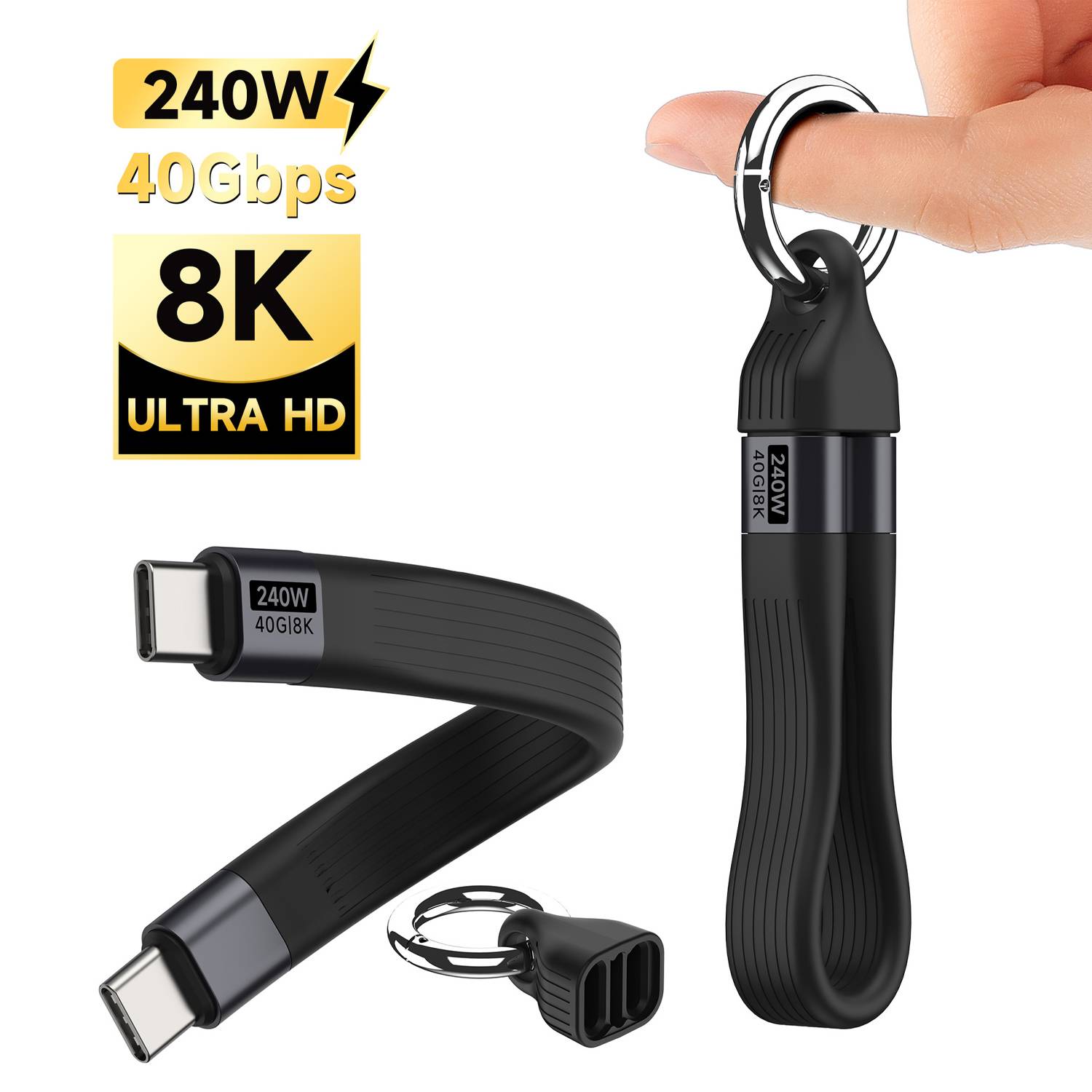 Portable Type-C Fast Charging Data Cable Keychain 2