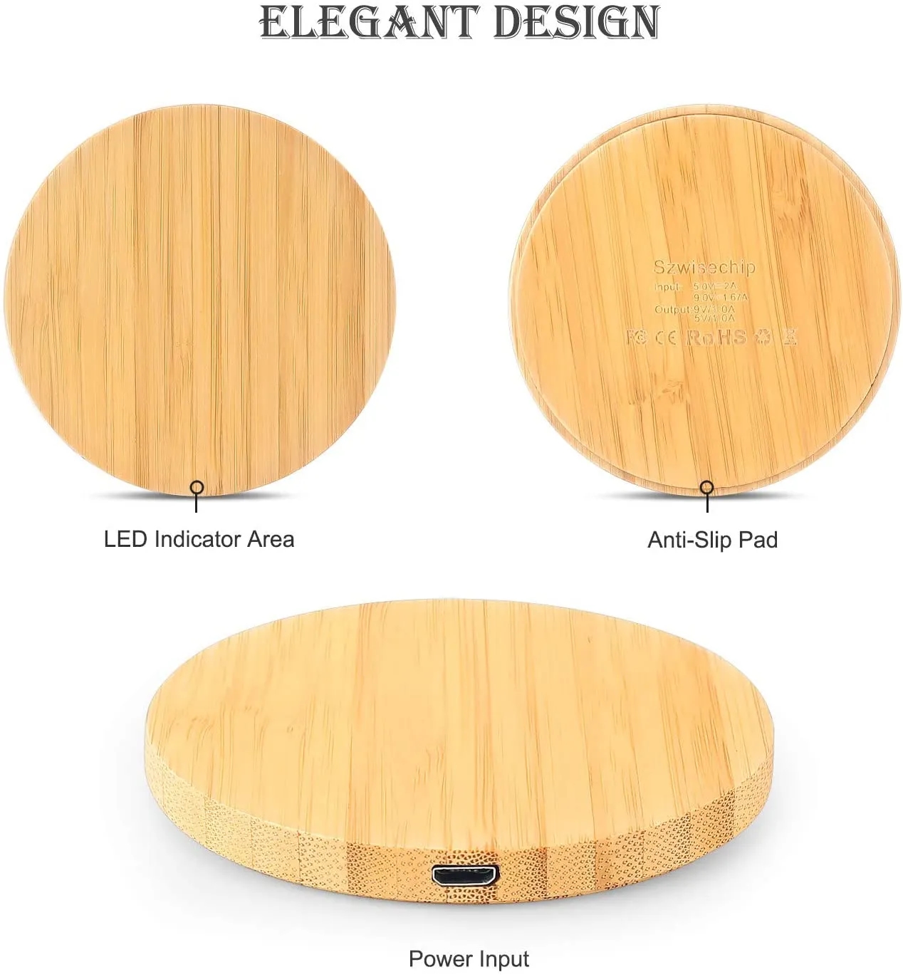 Bamboo Fast Wireless Charger Stand Wood 4
