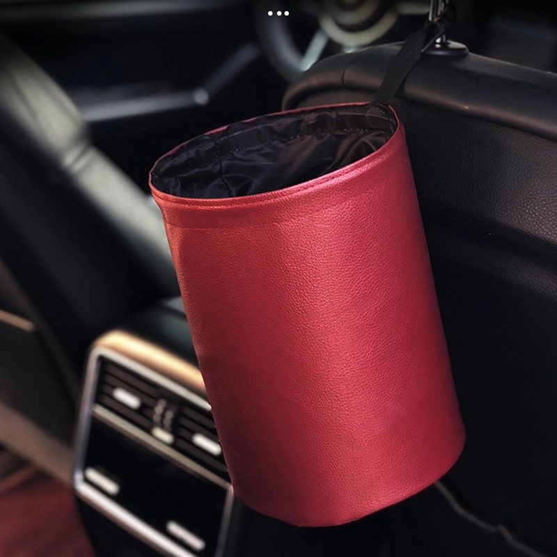 Collapsible Waterproof Portable PU Leather Car Trash Can 9