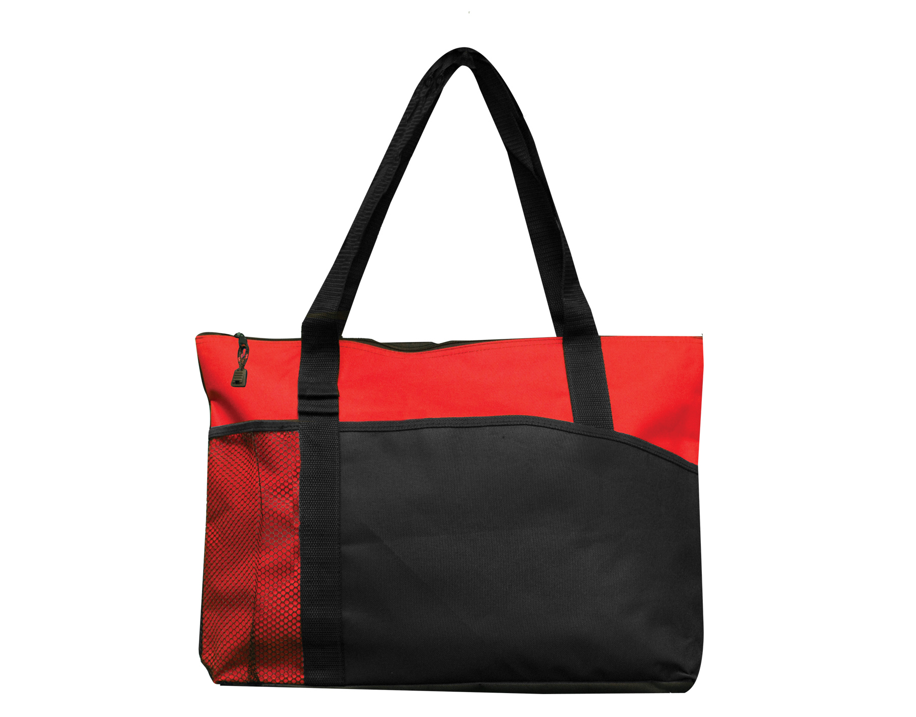 Mesh & Side Pocket Zipper Tote Bag