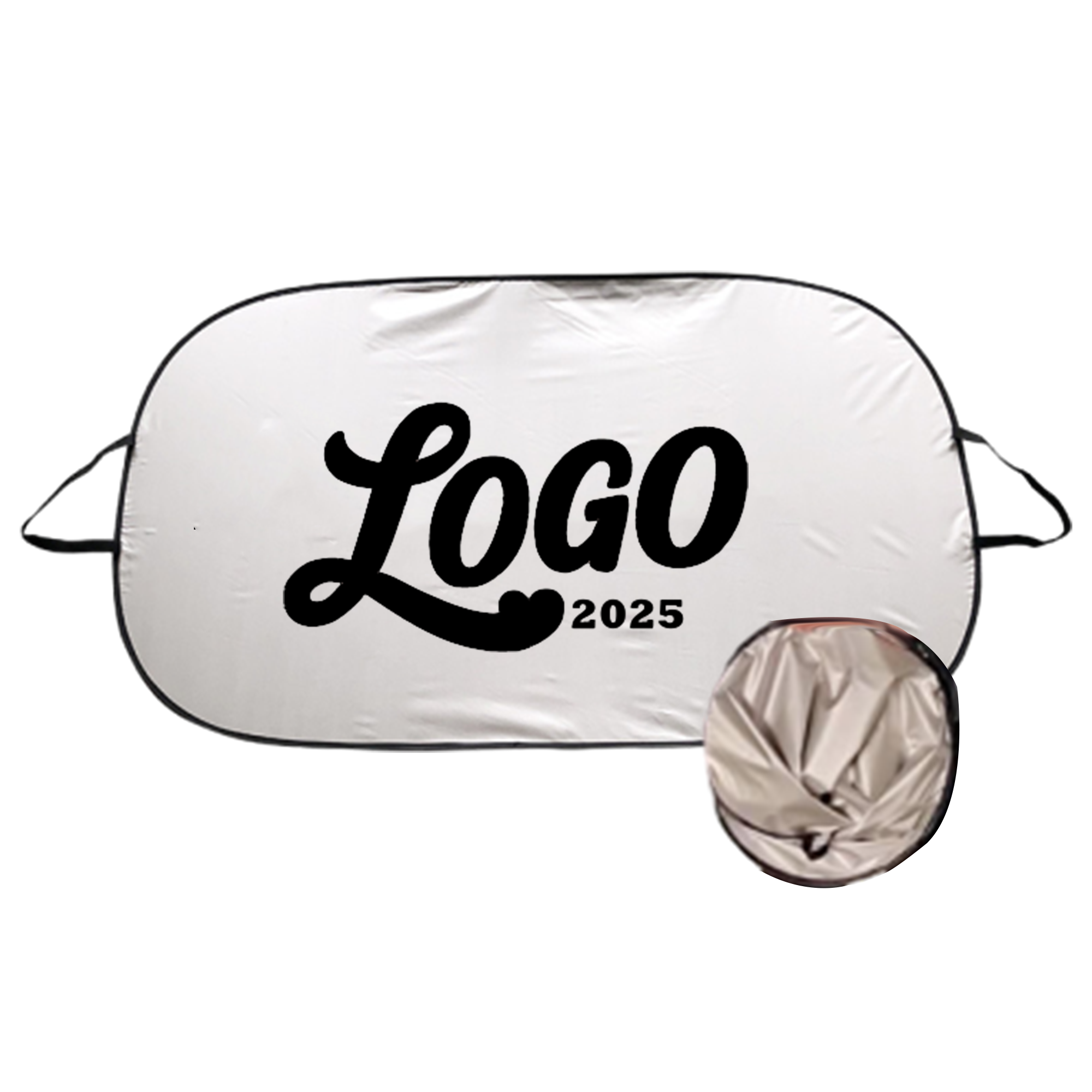Foldable Silver Car Sunshade With Elastic Strap Design 2