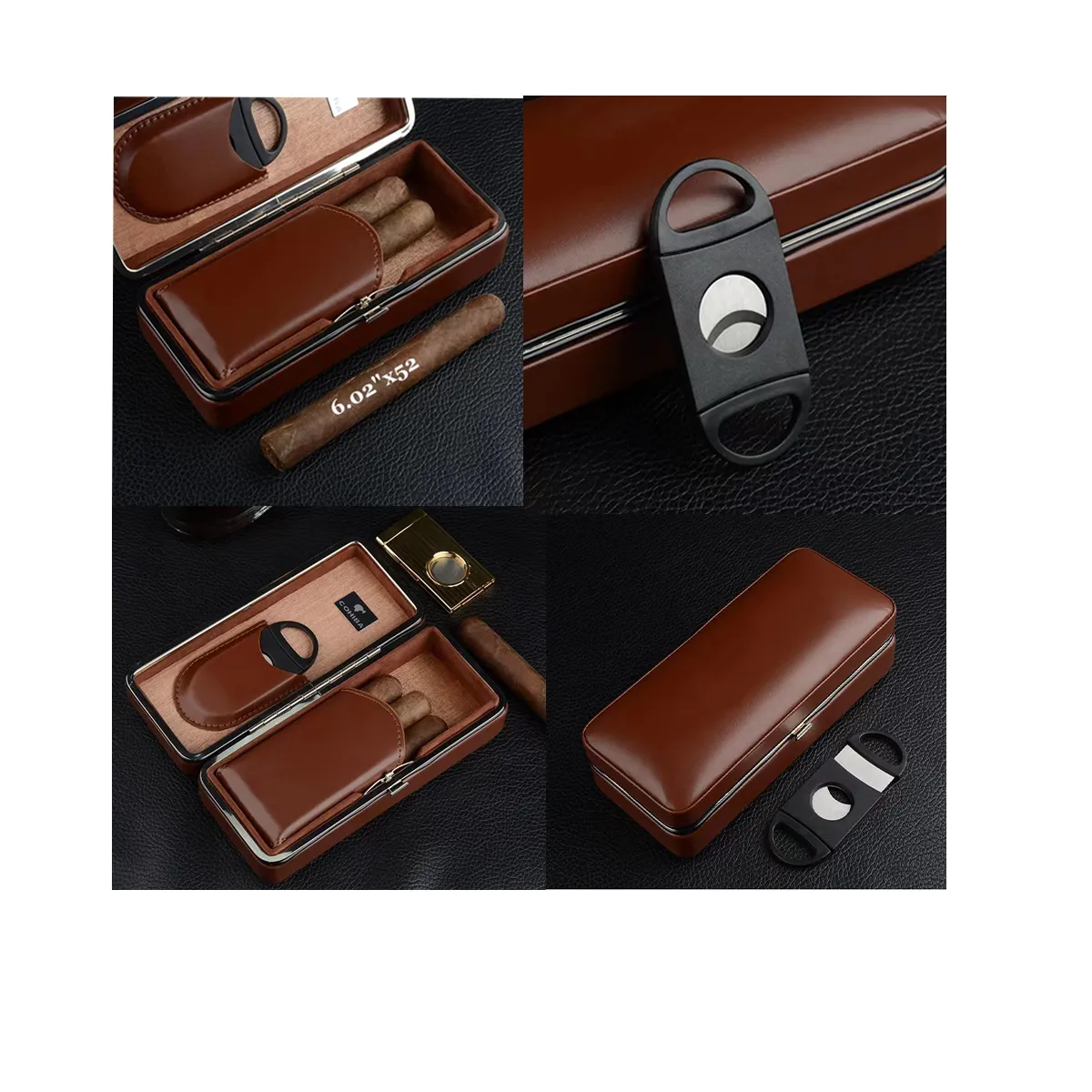 Leather portable durable Cigar box 2