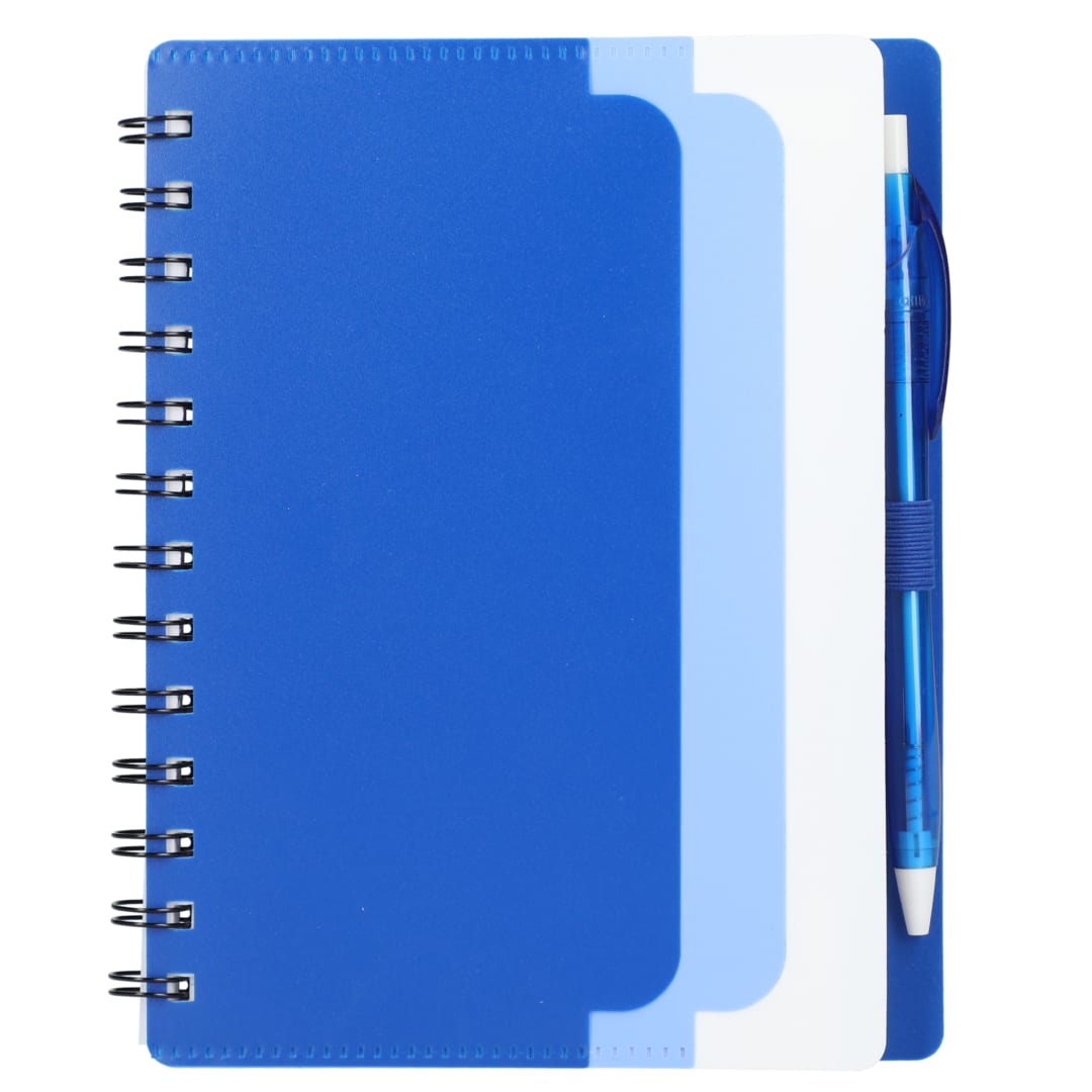 5" x 7" Recycled Dual Pocket Spiral Notebook w Pen 133