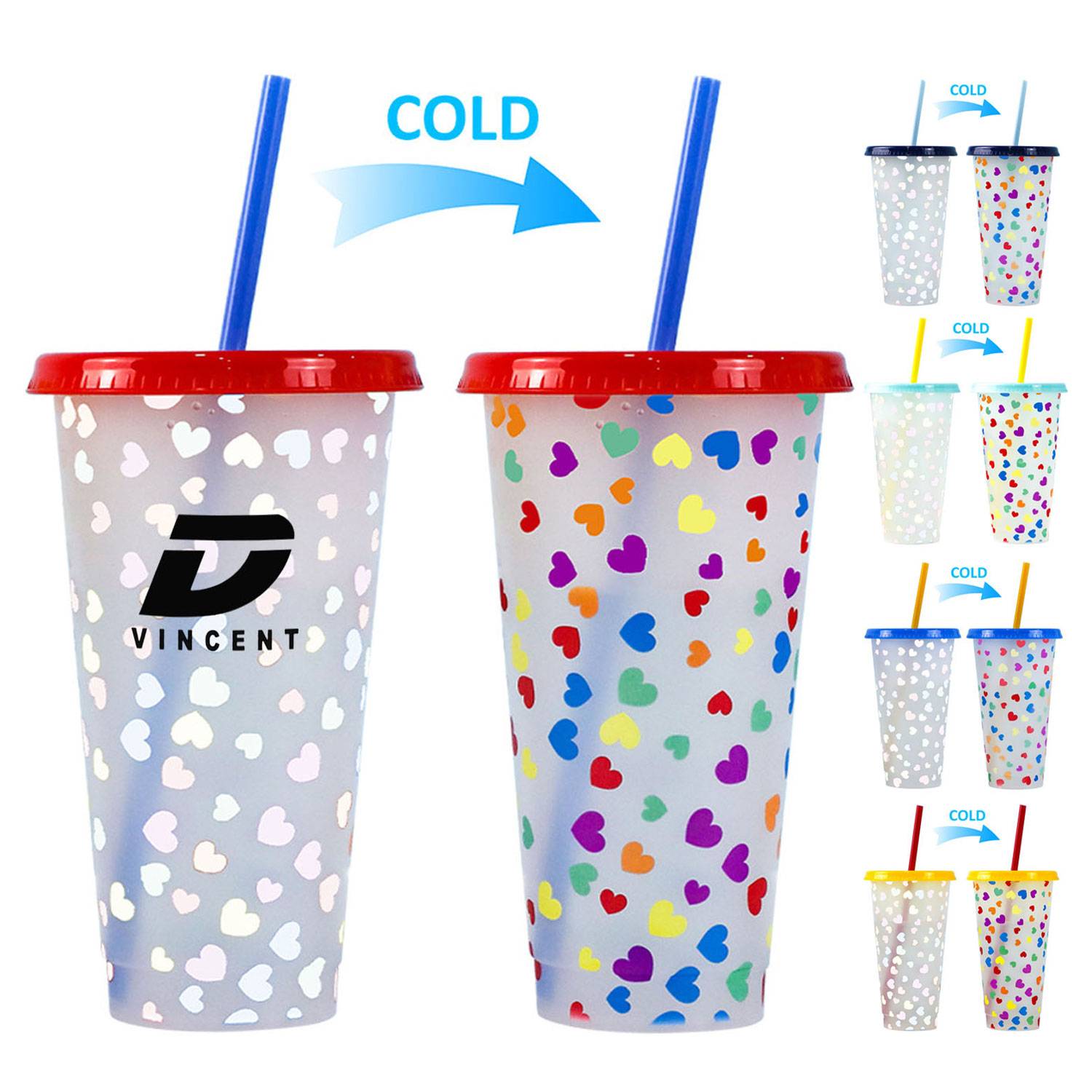 24oz Reusable Color Changing Plastic Cold Drink Cup 1