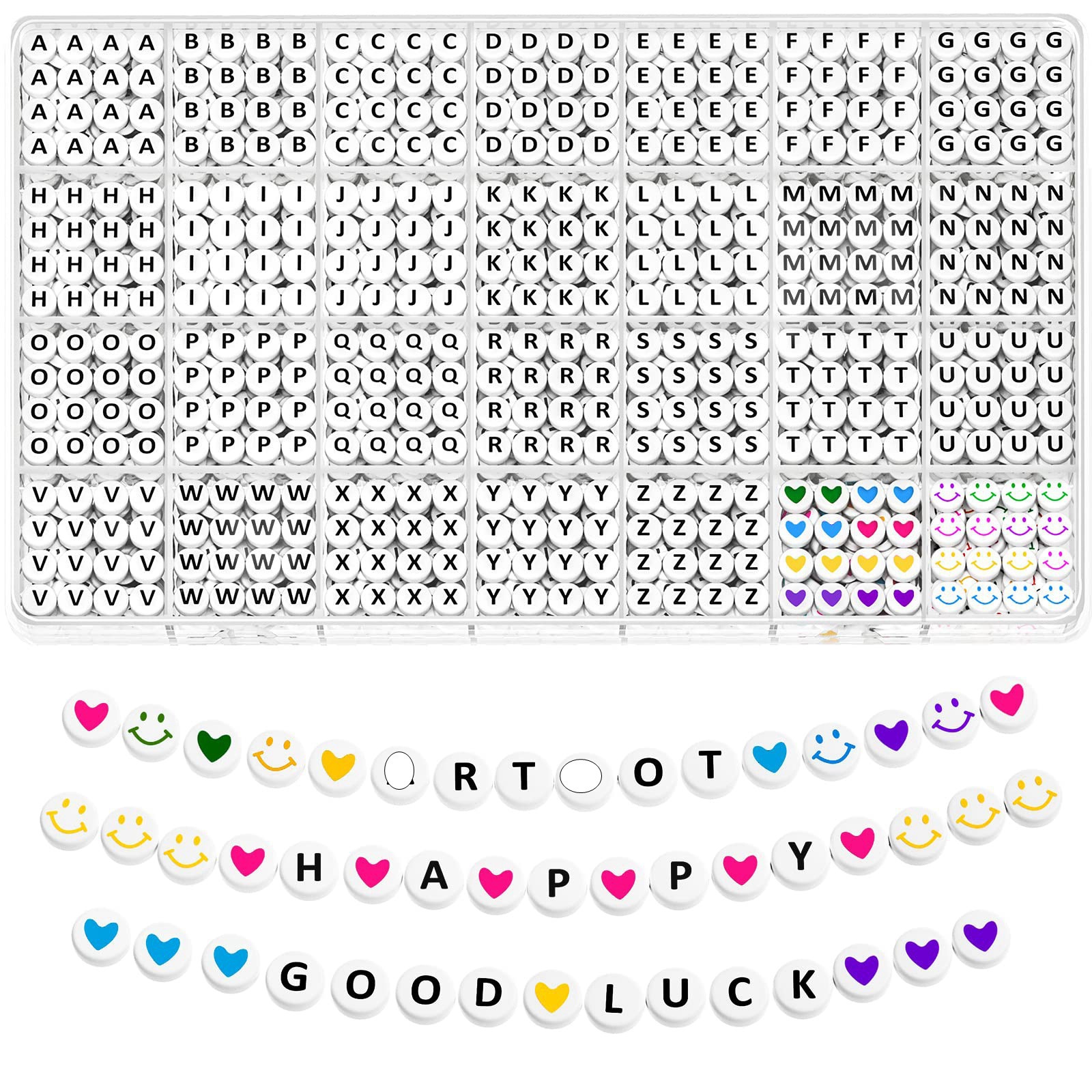 1400pcs Letter Beads 4x7mm Acrylic Round Alphabet Beads 5