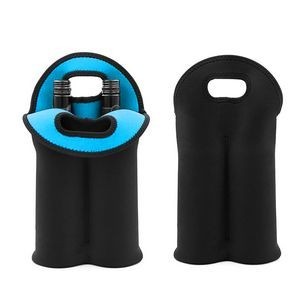 Neoprene Dual Color 2 Bottle Wine Bag With Cutout Handles 17