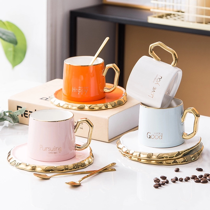 Custom 6 oz Ceramic Coffee Mug Saucer Set 10