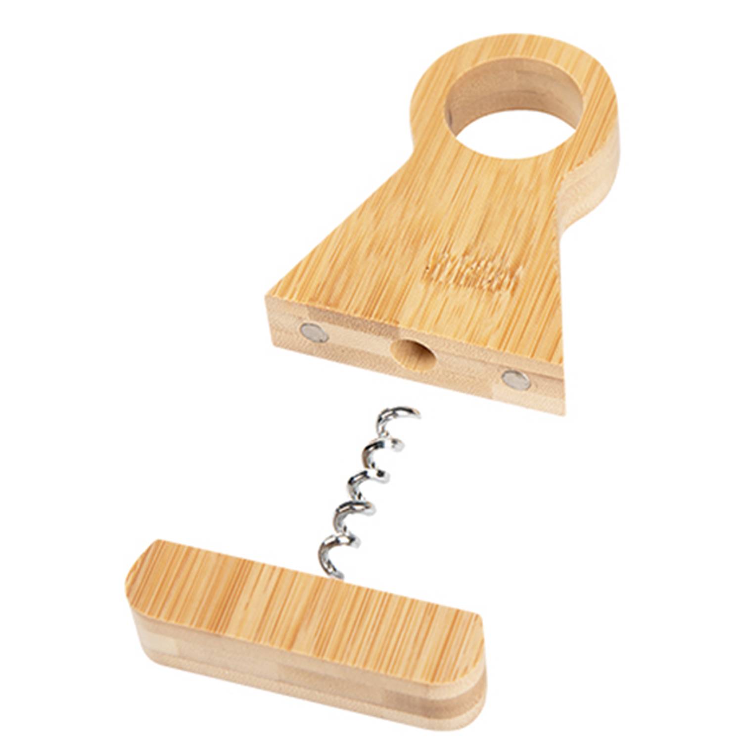 2 in 1 Bamboo Triangle Wine Stand w/ Corkscrew 4