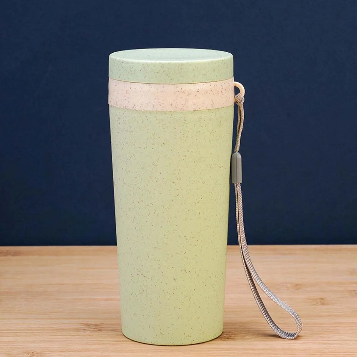 10oz. Wheat straw thermos Water Bottle with lanyard 5