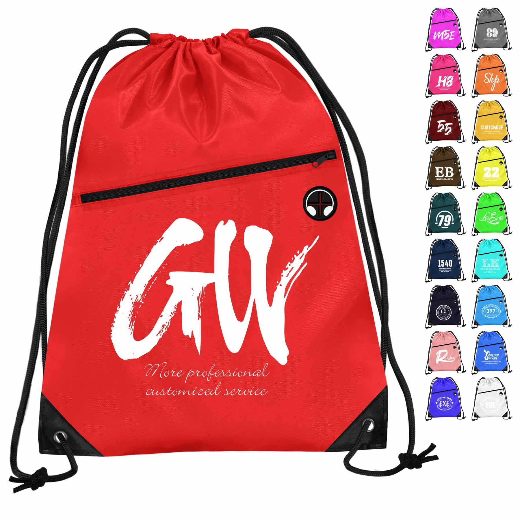 Drawstring Backpack With Front Zipper 1