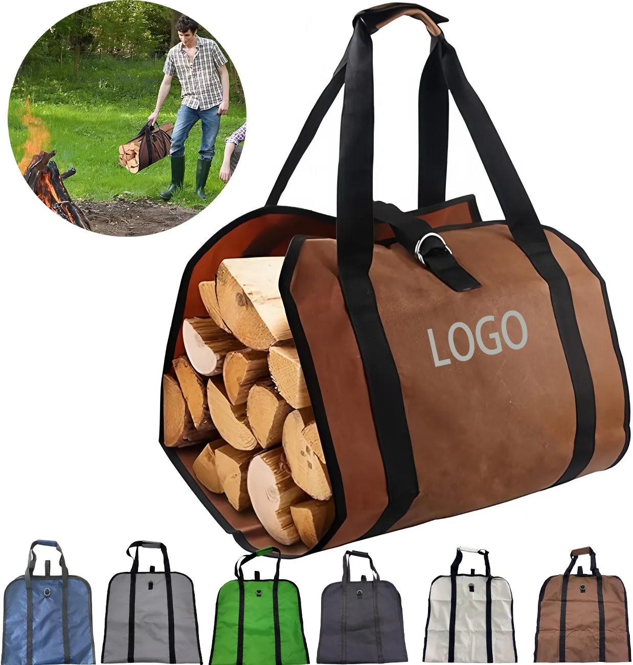Waterproof Canvas Firewood Carrier Bag 8