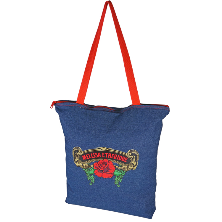 Bottom Gusset Denim Tote, with Poly Handles & Zipper 2