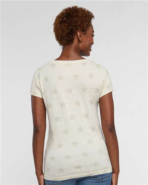Women's Star Print Scoop Neck Tee - 3629 1