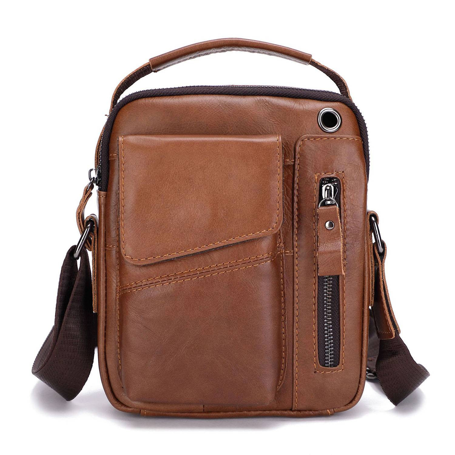 Genuine Leather outdoor Leisure style men's crossbody bag 6