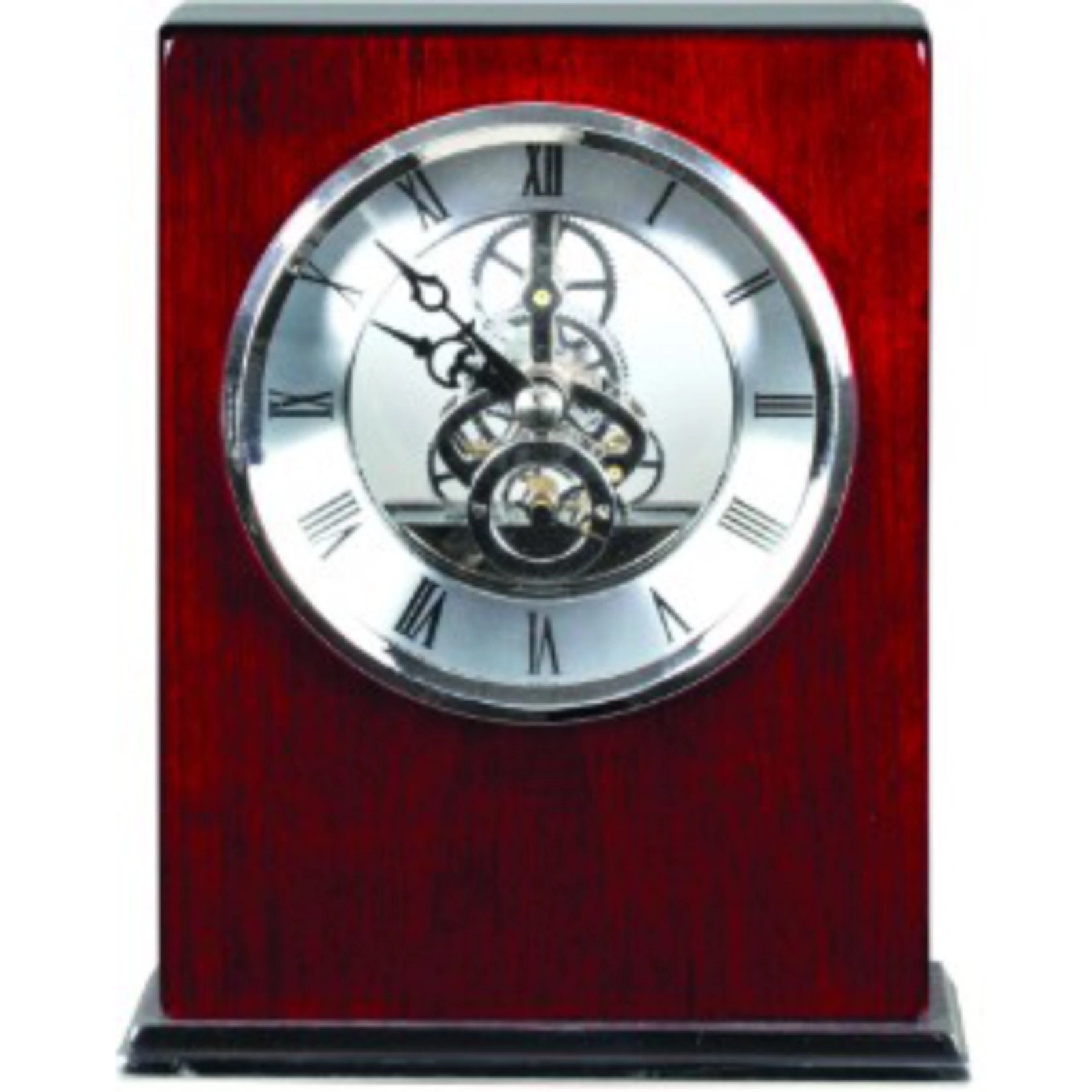 6 1/4" Rosewood/Silver Piano Finish Square Clock 2