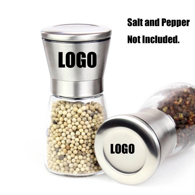 Custom Stainless Steel and glass bottle Pepper or Salt Mill 2