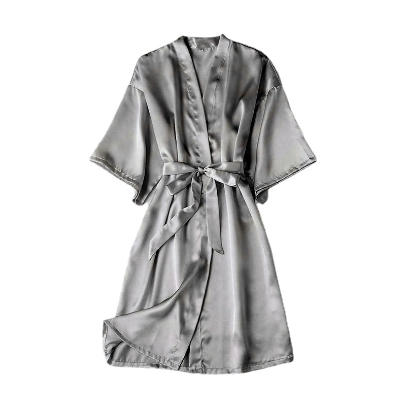 ladies nightgown imitation silk summer bathrobe 3