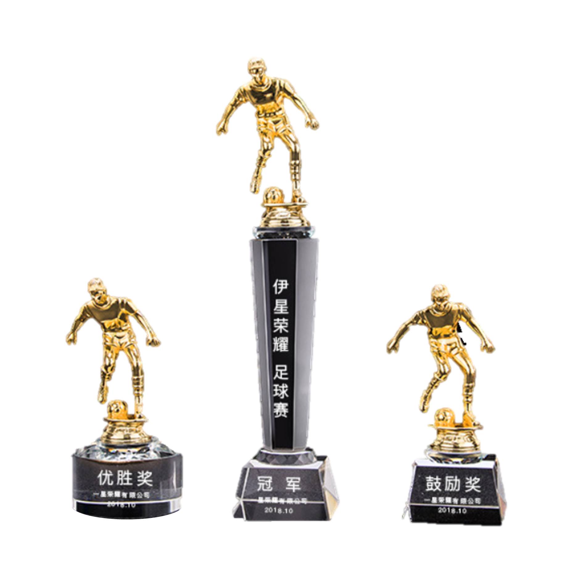 Gold-Plated Creative Soccer Boy Trophy With Crystal Base 2