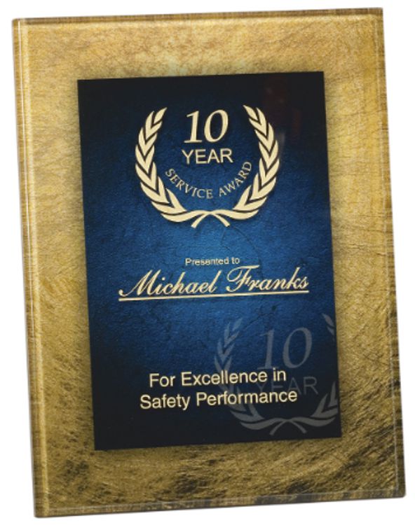 8.75" x 11.75" Gold & Blue Acrylic Plaque Award