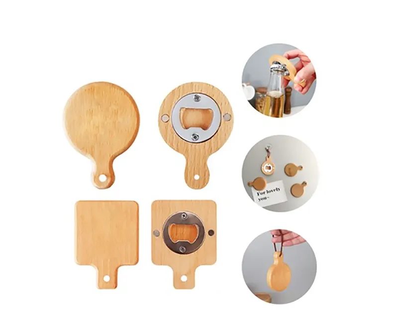 Beech Wooden Handle Bottle Opener With Magnet 3