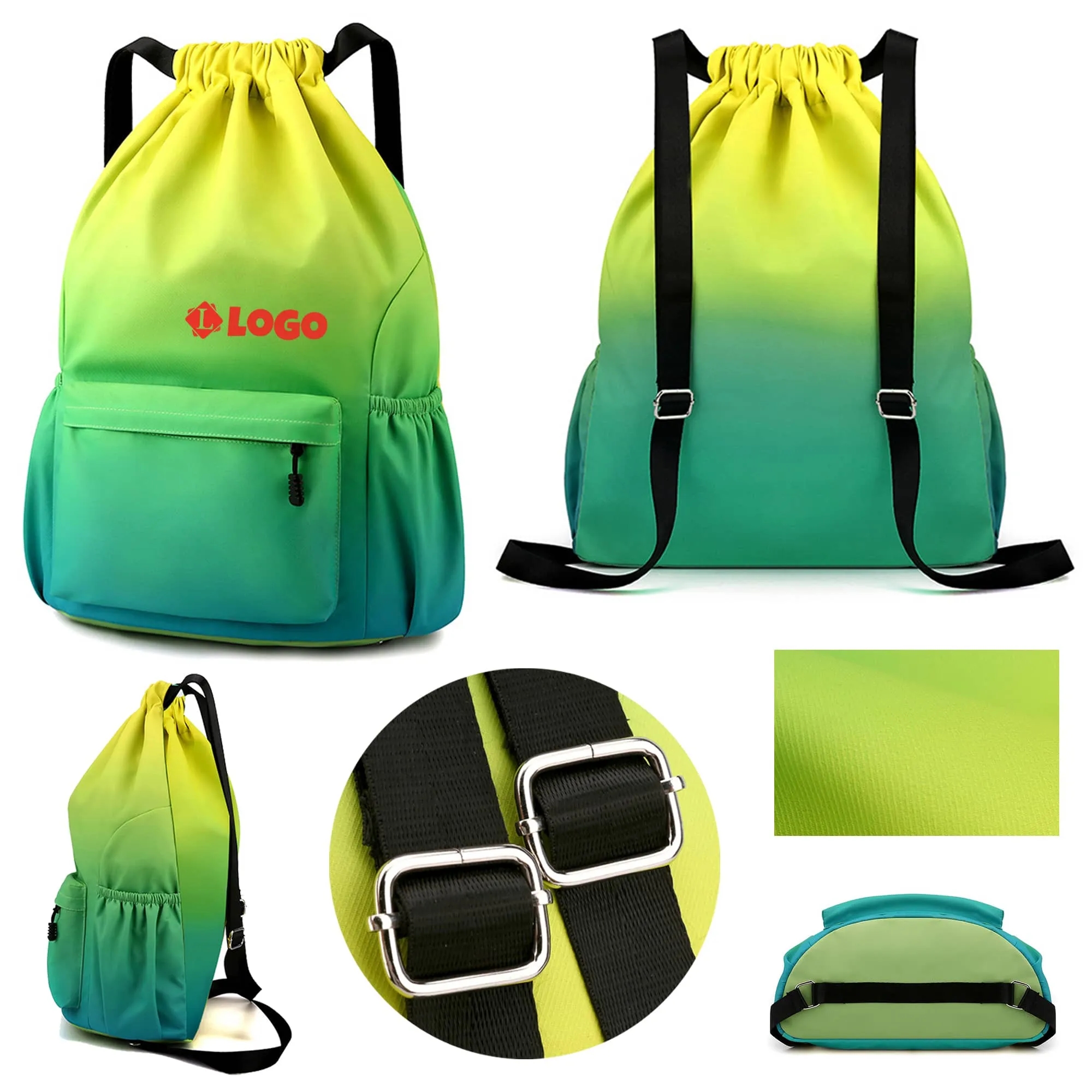 Waterproof Stylish Gradient Nylon Drawstring Bag MOQ 30pcs 6