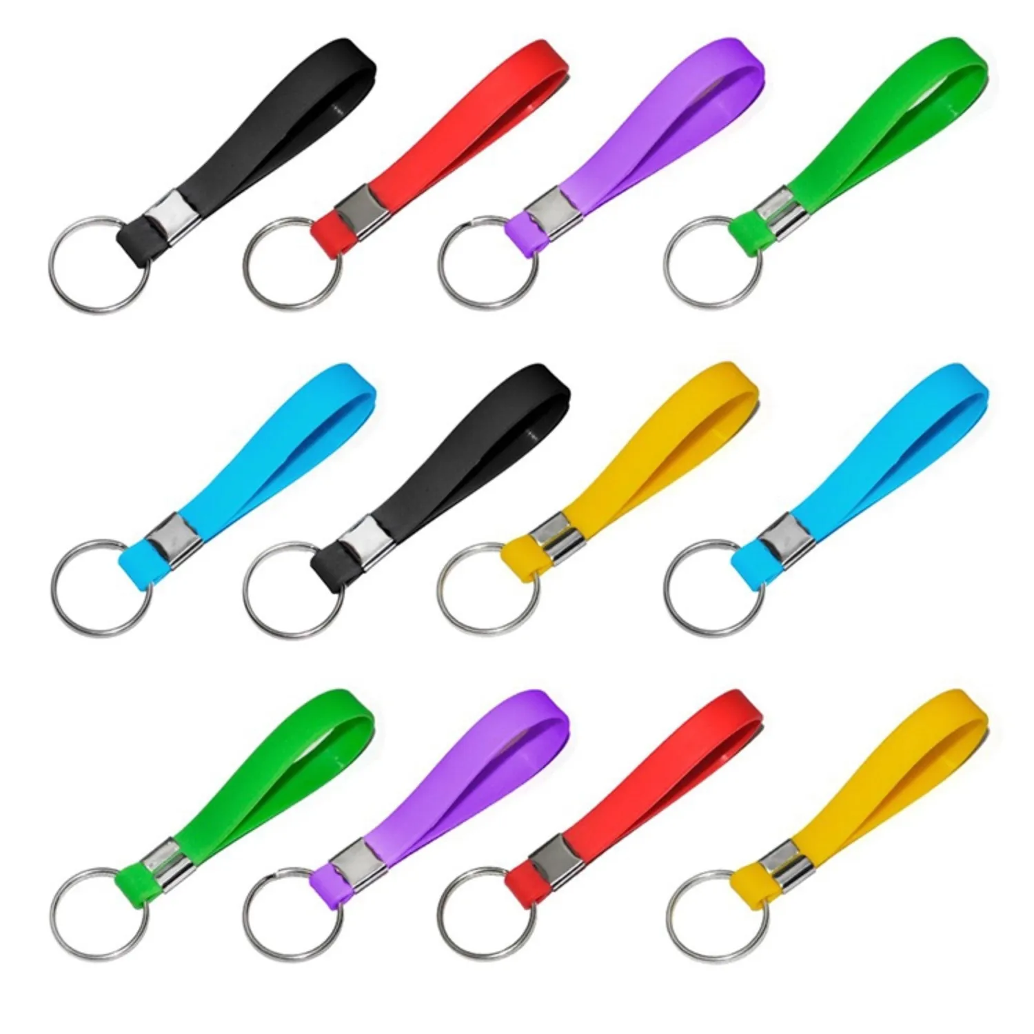 Custom Silicone Bracelet Keychain with Metal Ring 5