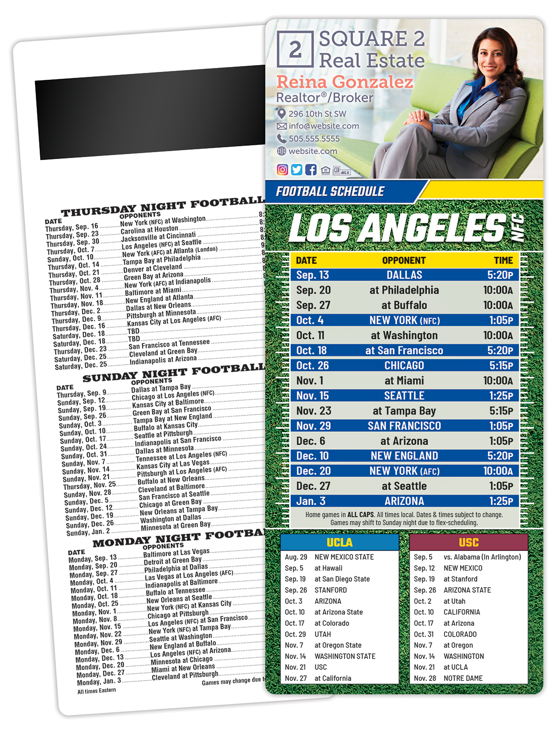 Football Schedule Laminated Card/Postcard with Magnet Strip 3.5x8.5 - 14 pt. 2