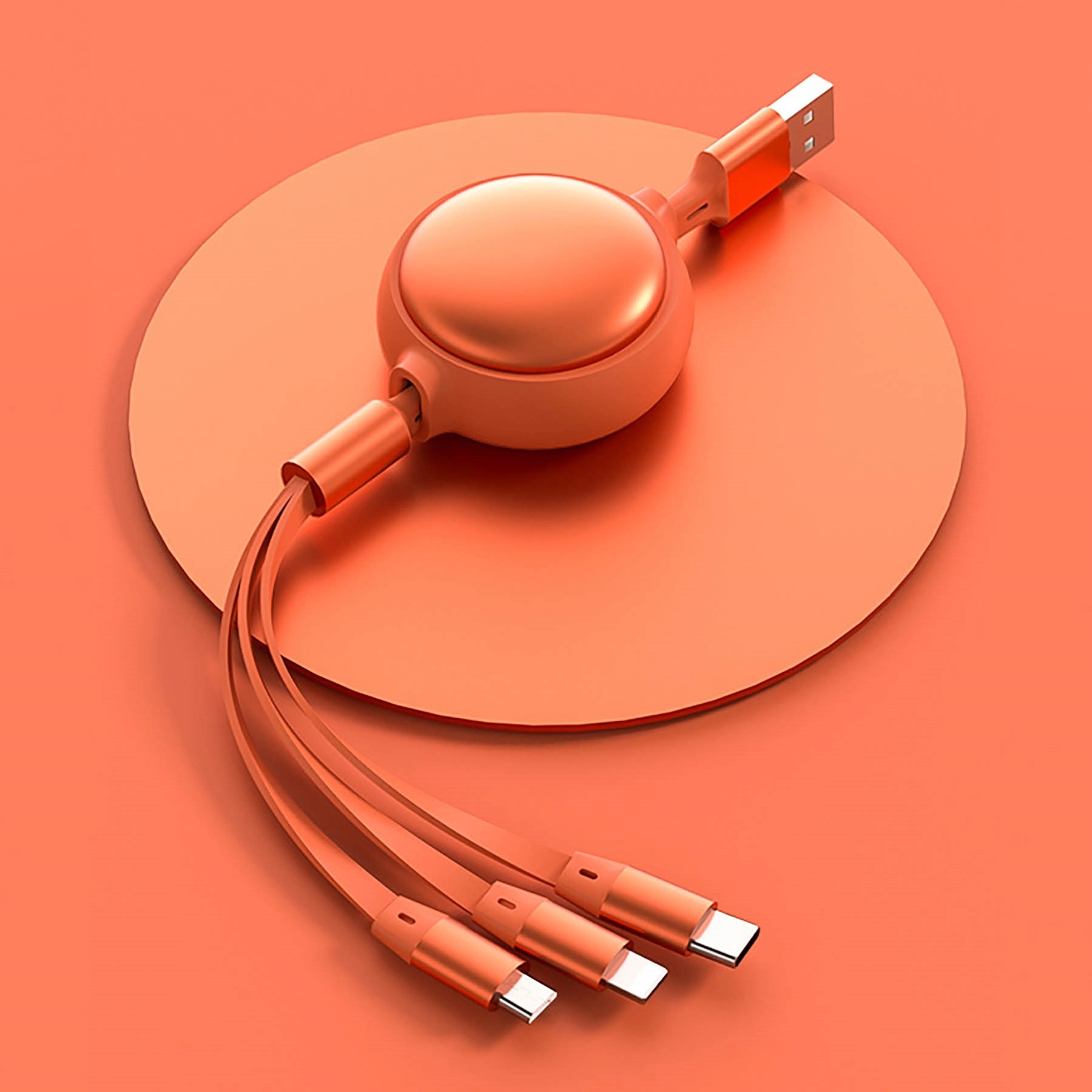 3 in 1 Multi USB Retractable Charger Cable 3A Multiple Cord 5