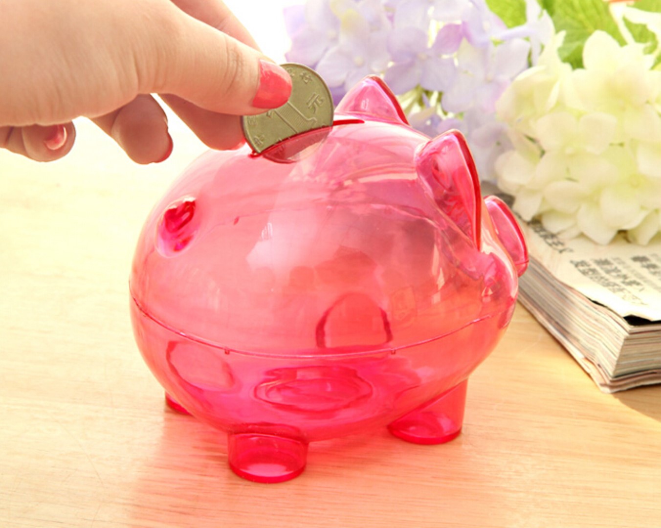 Mini Clear Piggy Coin Money Bank 1