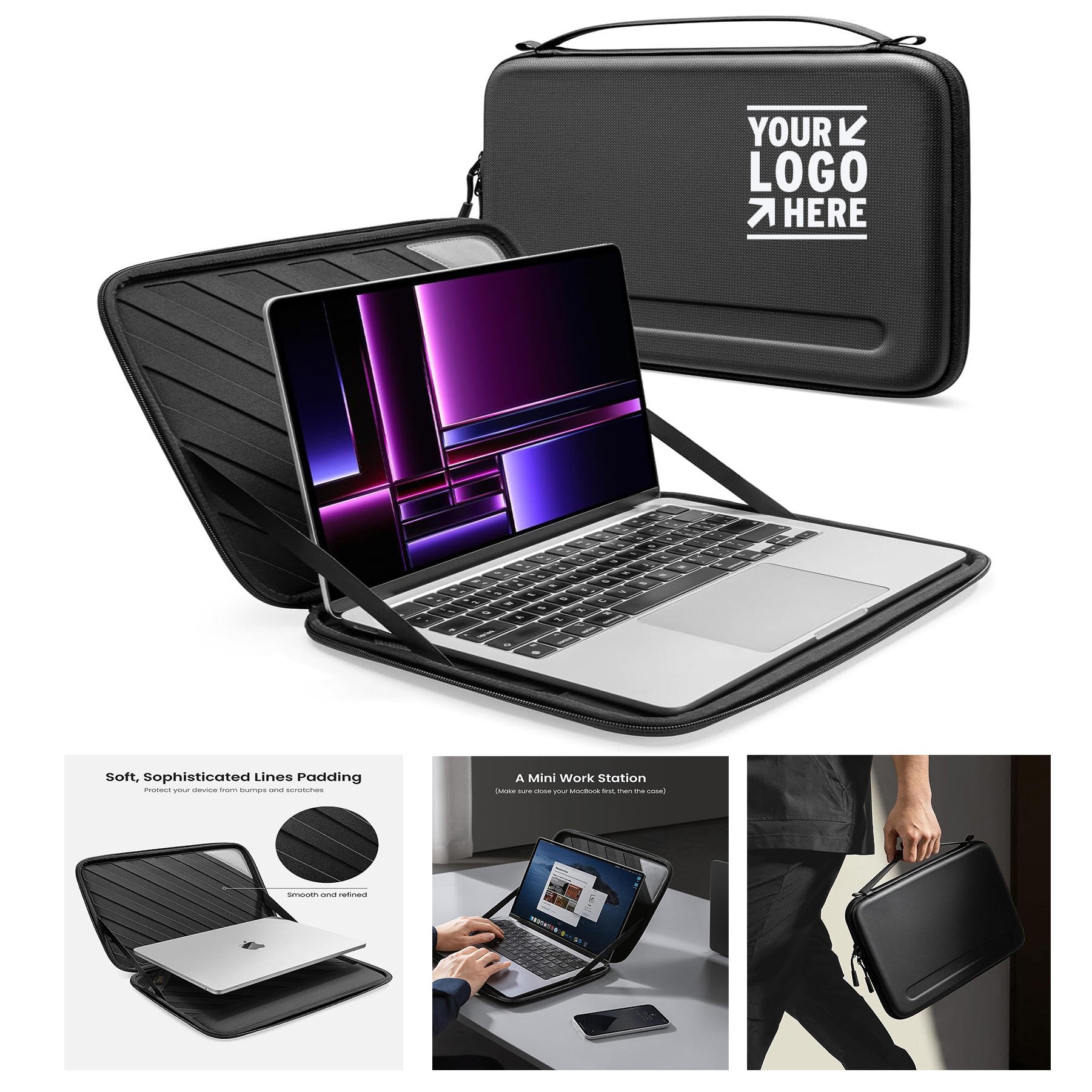 13-14 inch MacBook Pro Slim Hard Shell Laptop Carrying Case Water Resistant Laptop Hand Bag 2