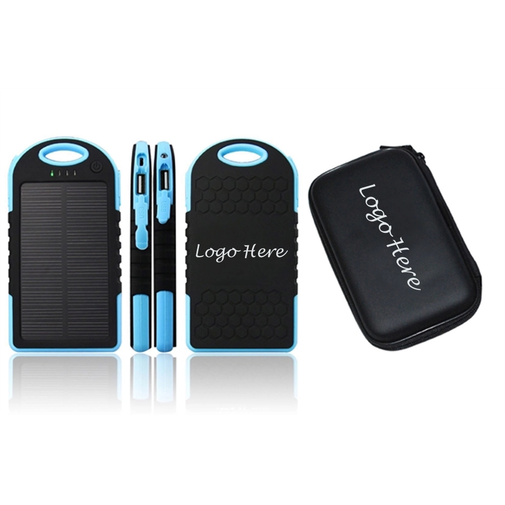 5000mAh Solar Power Bank Kit in Zipper Case with Logo Print 5