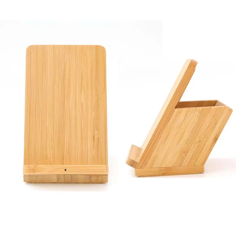 Wooden Wireless Charging Phone Stand With Pen Holder 2
