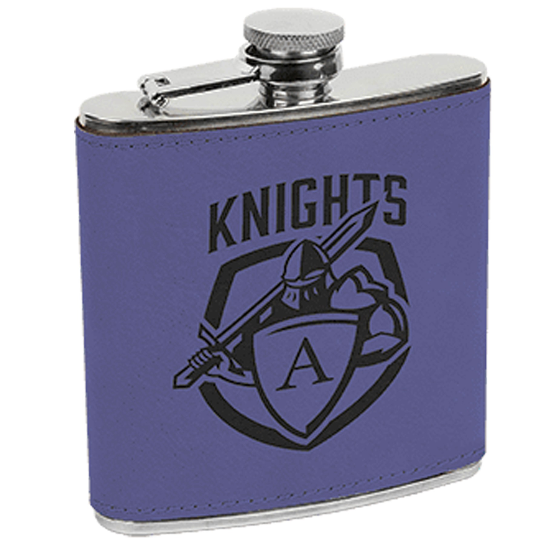 Purple Leatherette Stainless Steel Flask 3