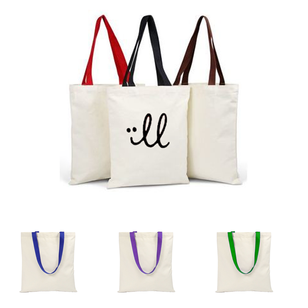 Poly-Cotton Tote Bag with Color Handles, custom tote bag with logo imprint 4