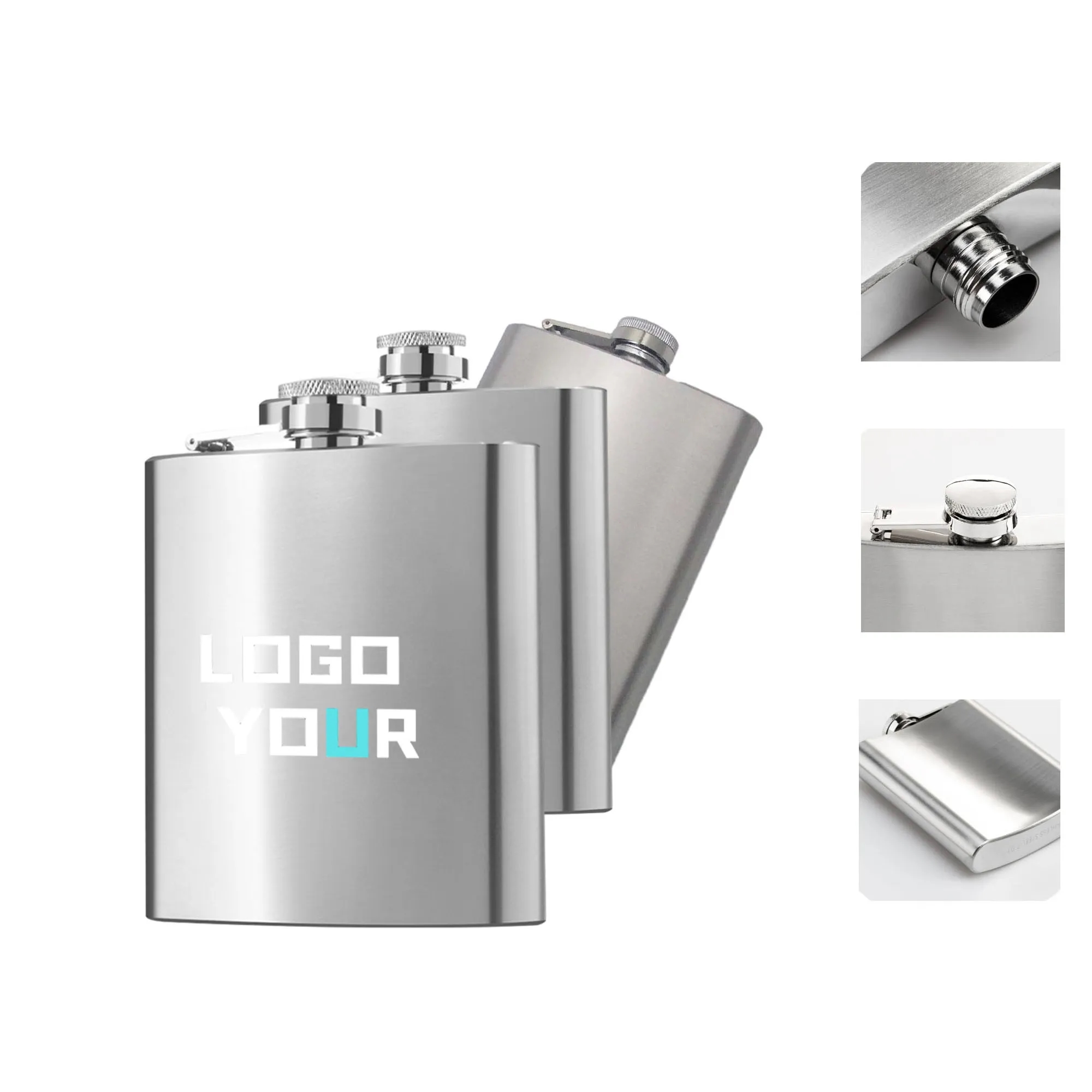 8Oz Stainless Hip Flasks for Liquor, custom water bottle with logo imprint 2