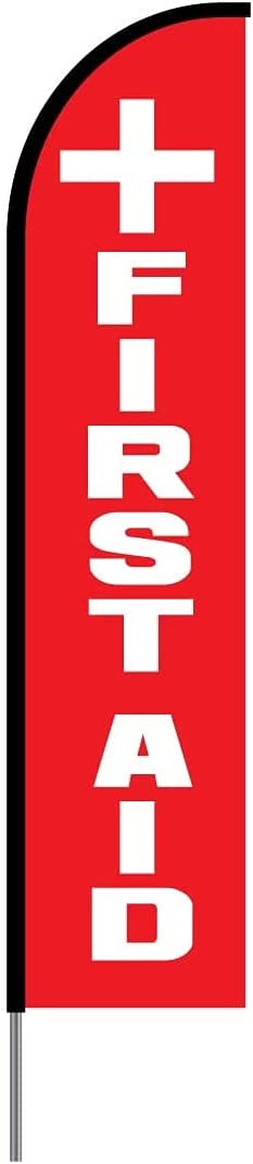 First Aid Flag Kit 15' Feet Feather Flag Sign sale flag Outdoor Banner 2