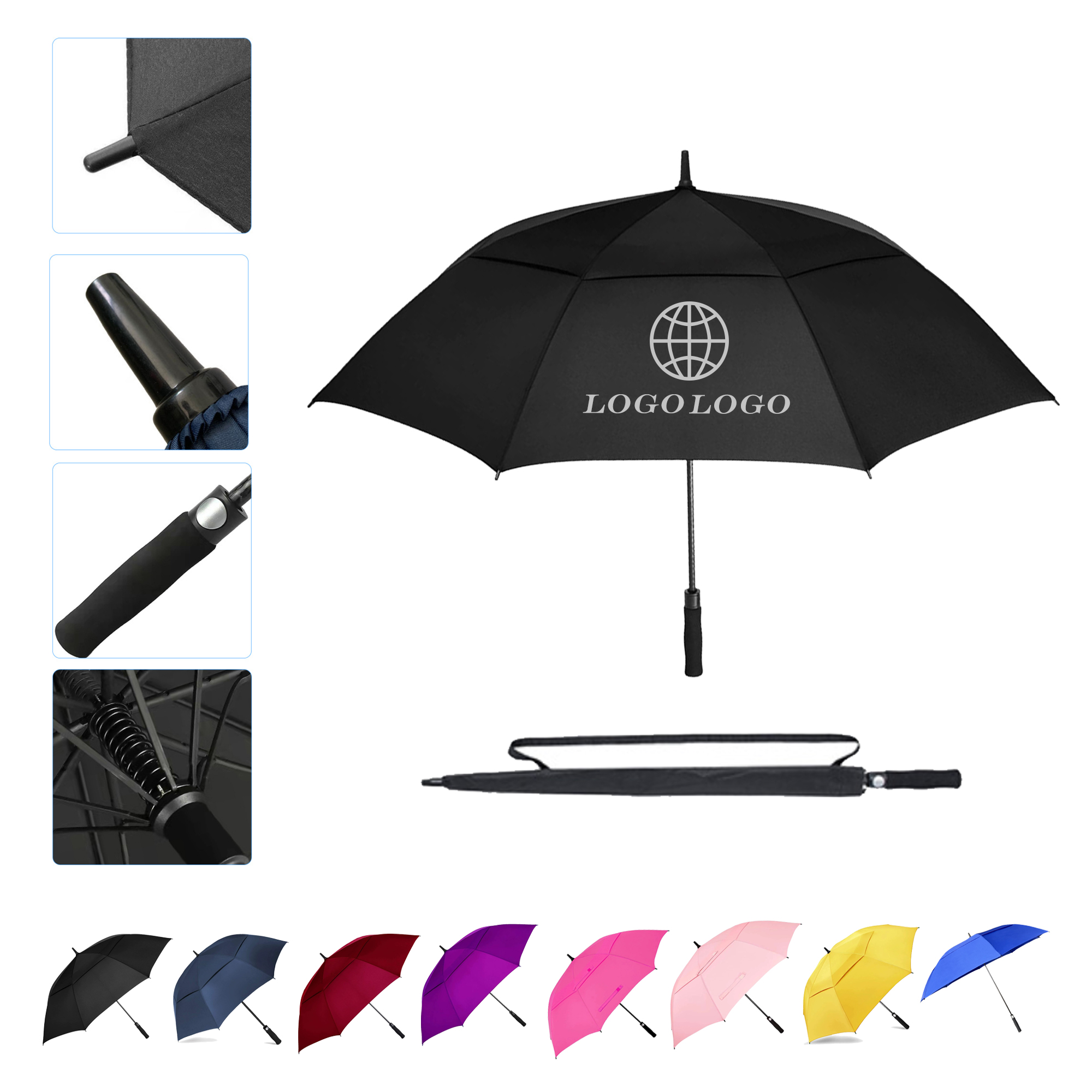 Windproof Double Canopy Automatic Open Golf Umbrella 1