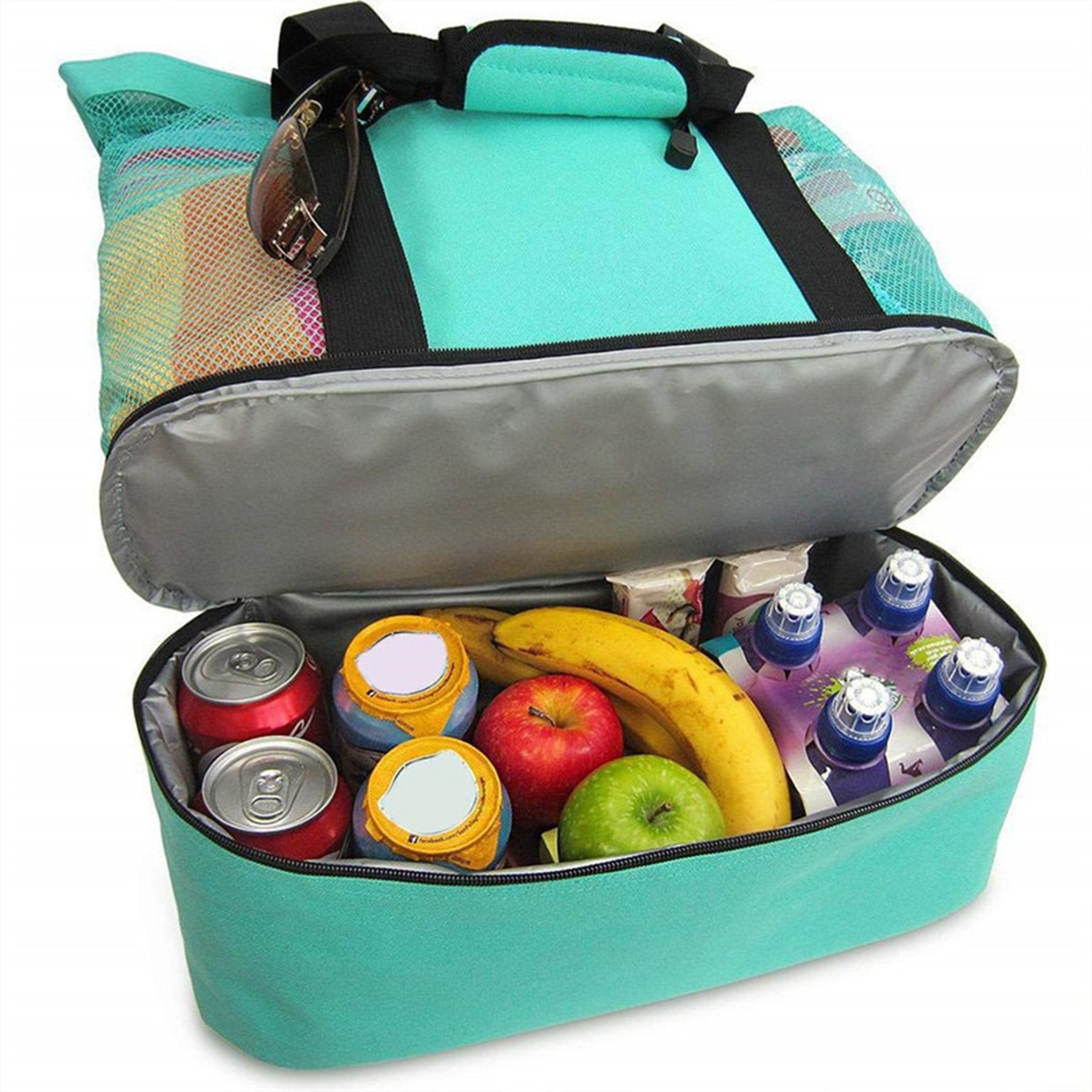 Mesh Beach Tote Bag With Cooler Compartment 2