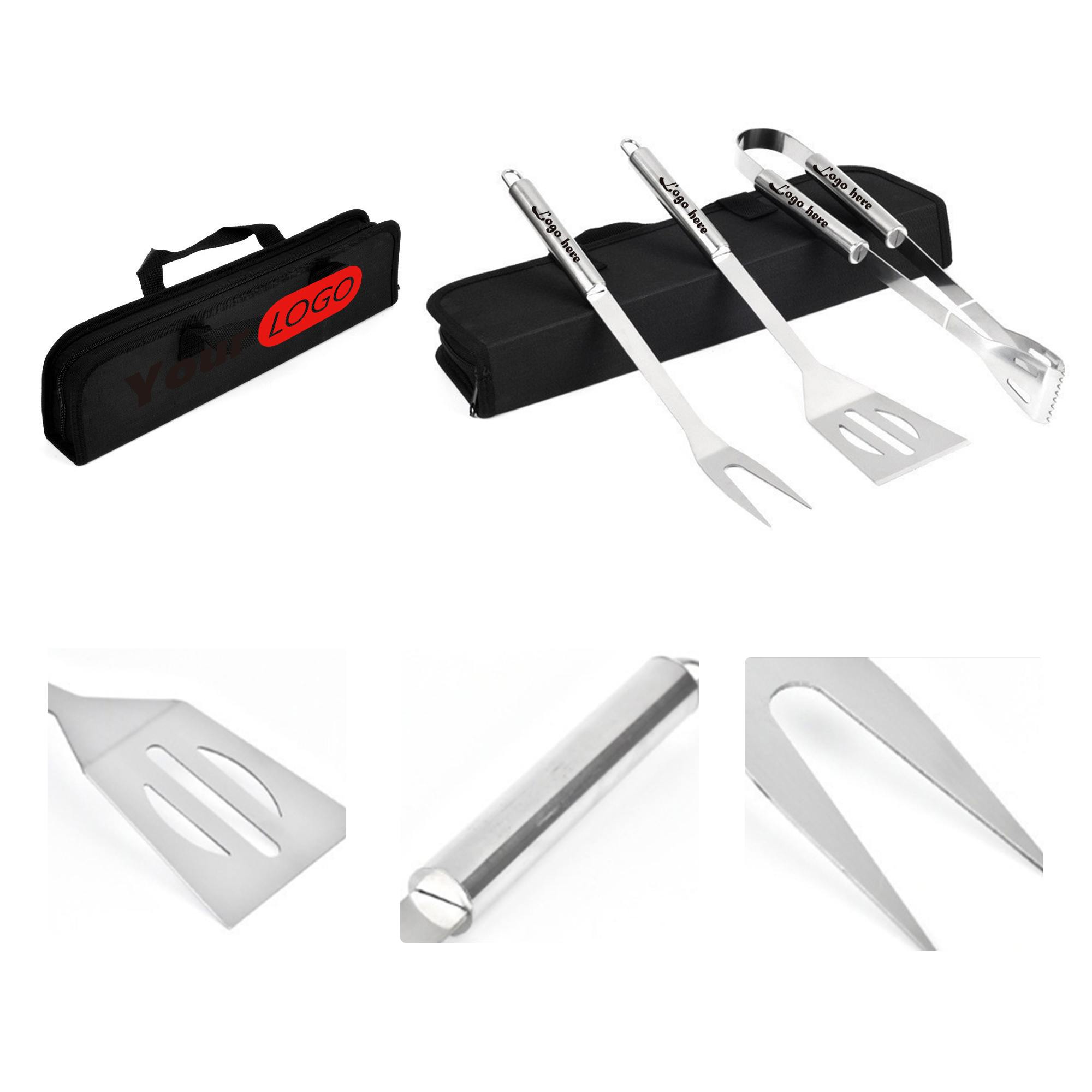 MOQ50 Personalized 3-Piece BBQ Tool Set For Grilling 1