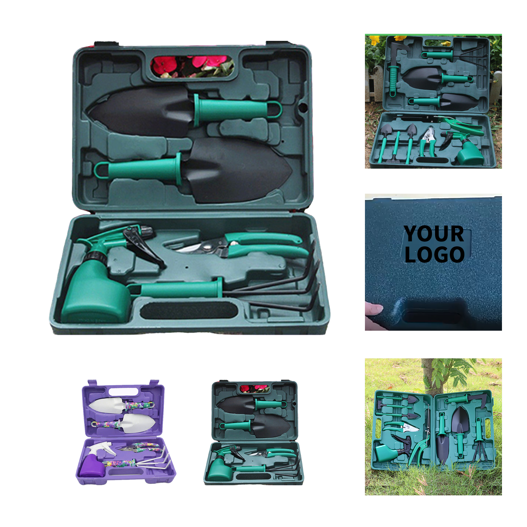 Stainless Steel Gardening Tool Set With Carrying Case 11.8" Length X 7.8" Width X 2.7" H 1