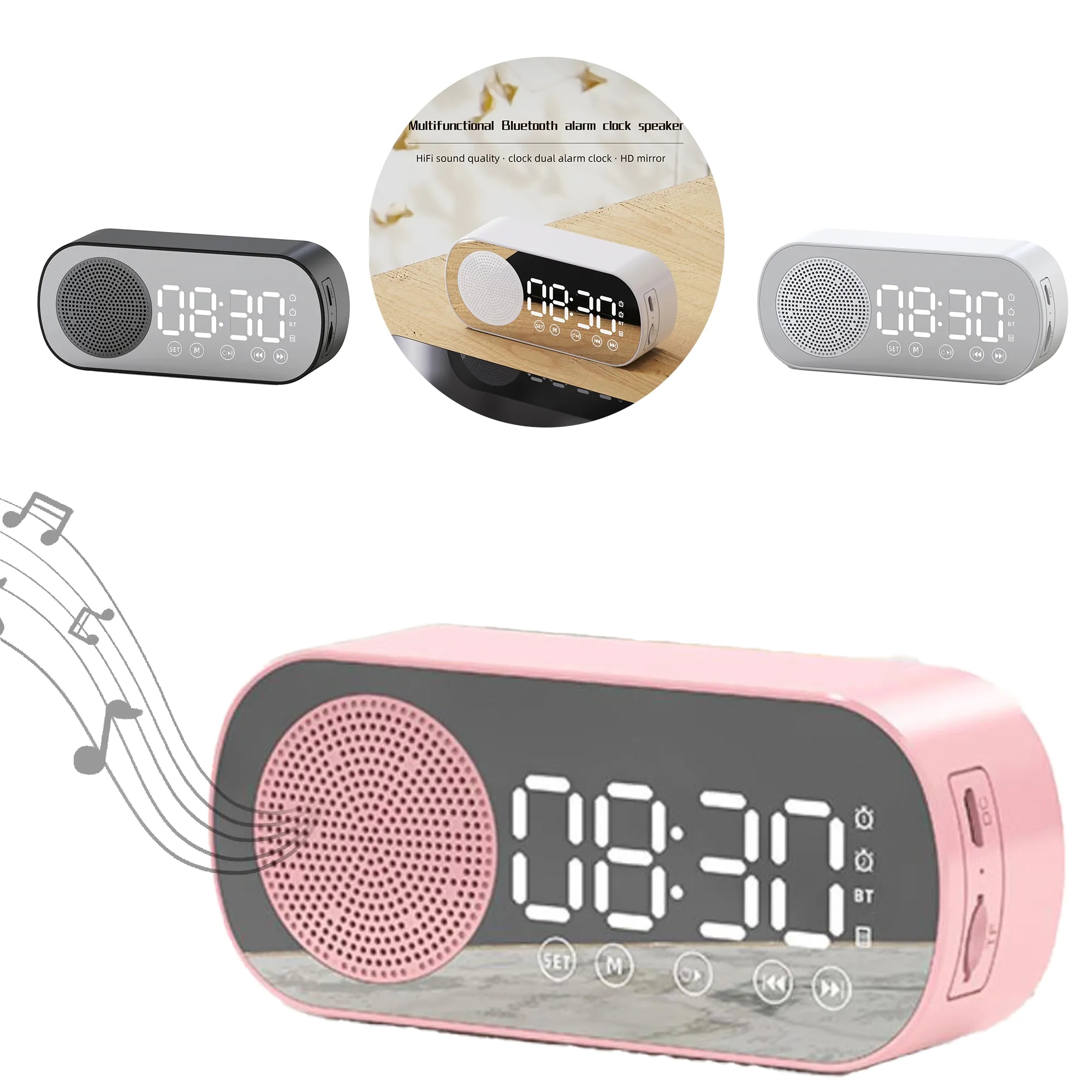 Multifunctional Wireless connected Speaker Clock Mirror