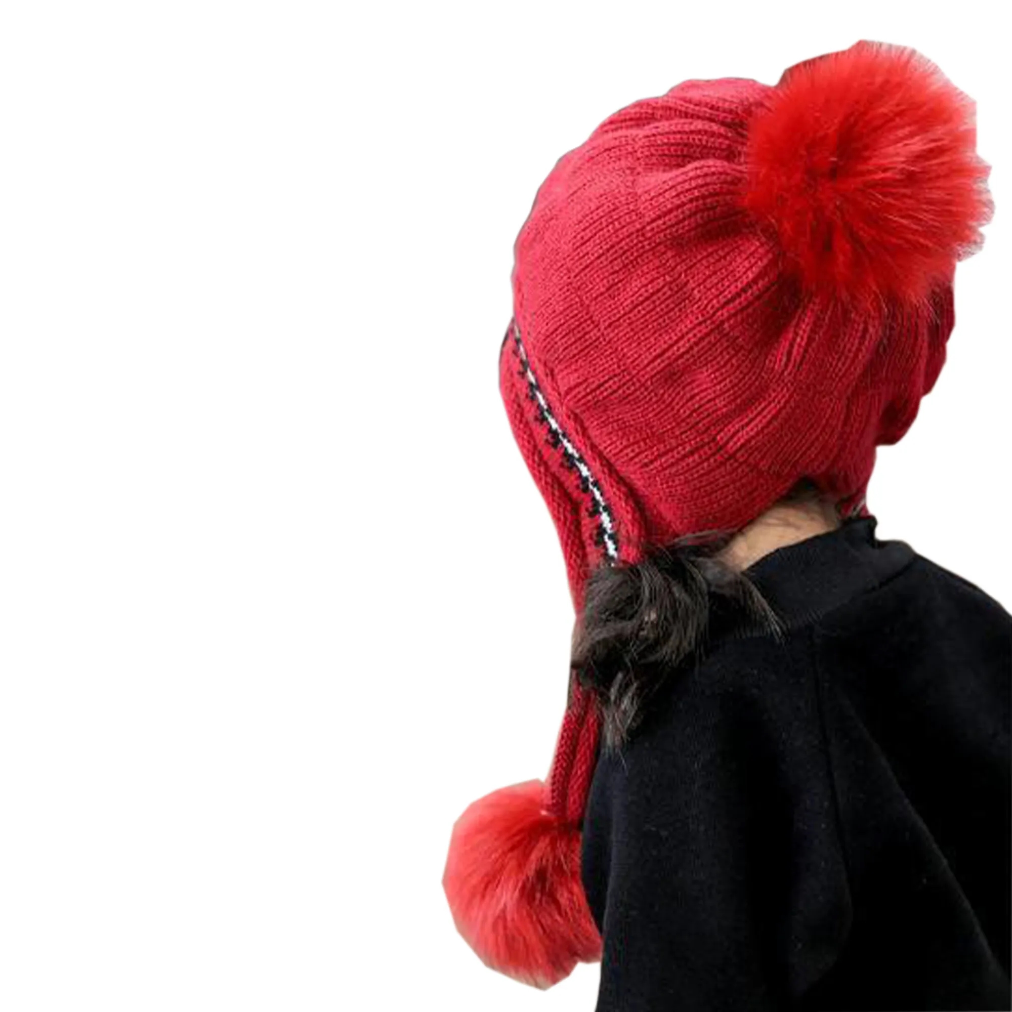 Winter Acrylic Knitted Beanie Hat With Pom 5