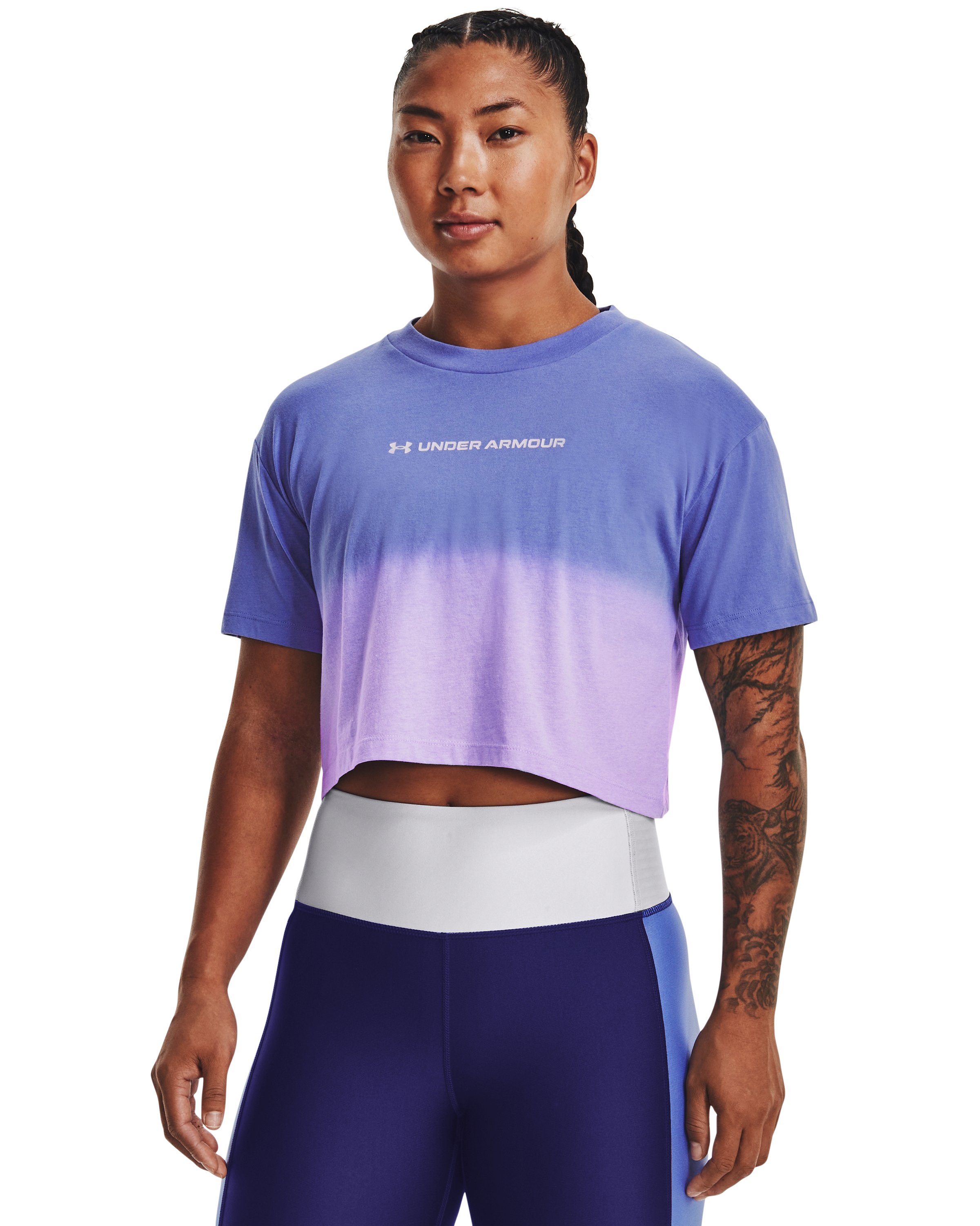 Women's UA Branded Dip Dye Crop Short Sleeve  4