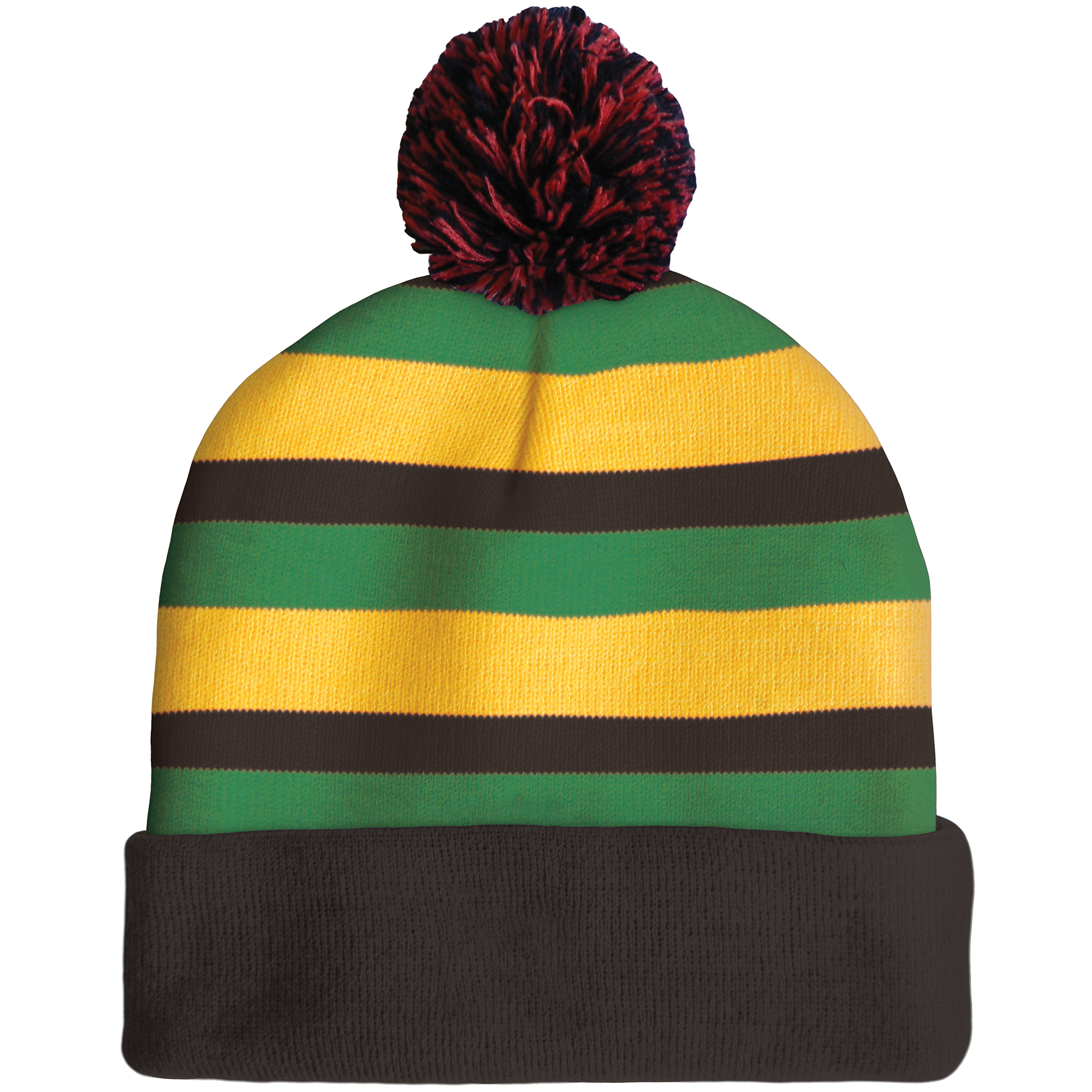 Knit Beanie with Pom and Cuff (Woven Logo) 2