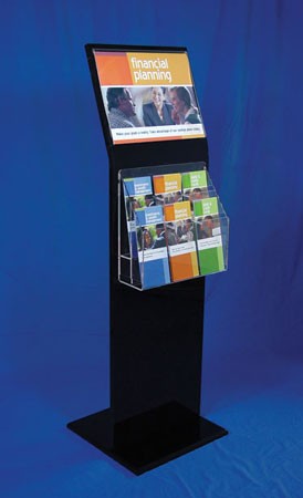 Black Acrylic Floor Literature Display with 14x11 Sign Holder