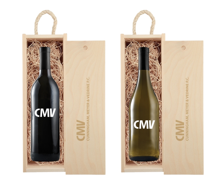 Laser-Engraved Wood Box w/Custom Etched Wine Bottle 2
