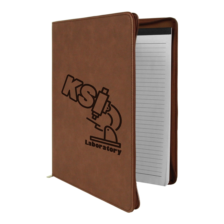 9" x 12" Leatherette Dark Brown Portfolio with Zipper 12