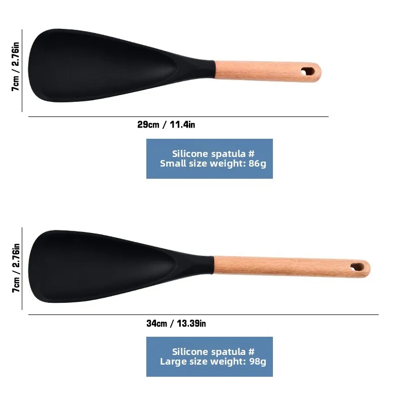Silicone Cooking Spoon with Wooden Handle 7