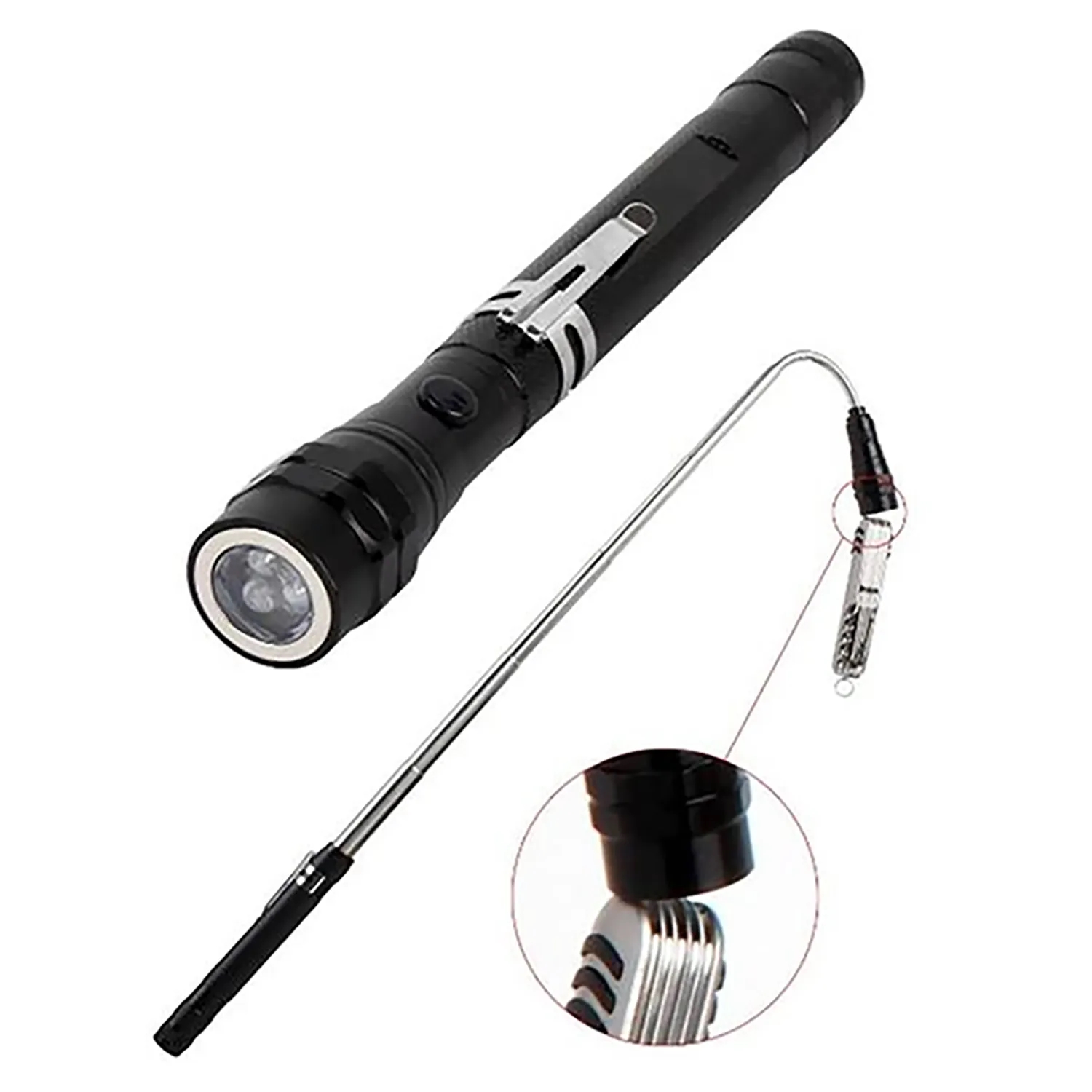 Portable LED Telescopic Extensible Flashlights With Magnetic Head & Tail 5